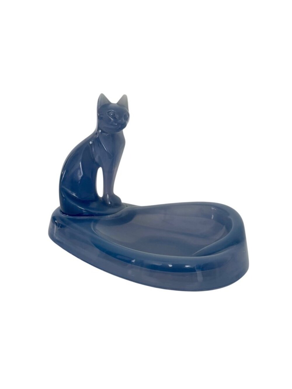 VTG 70s Blue MCM Whimsical Eclectic Retro Acrylic Kitten Cat Soap Trinket Dish